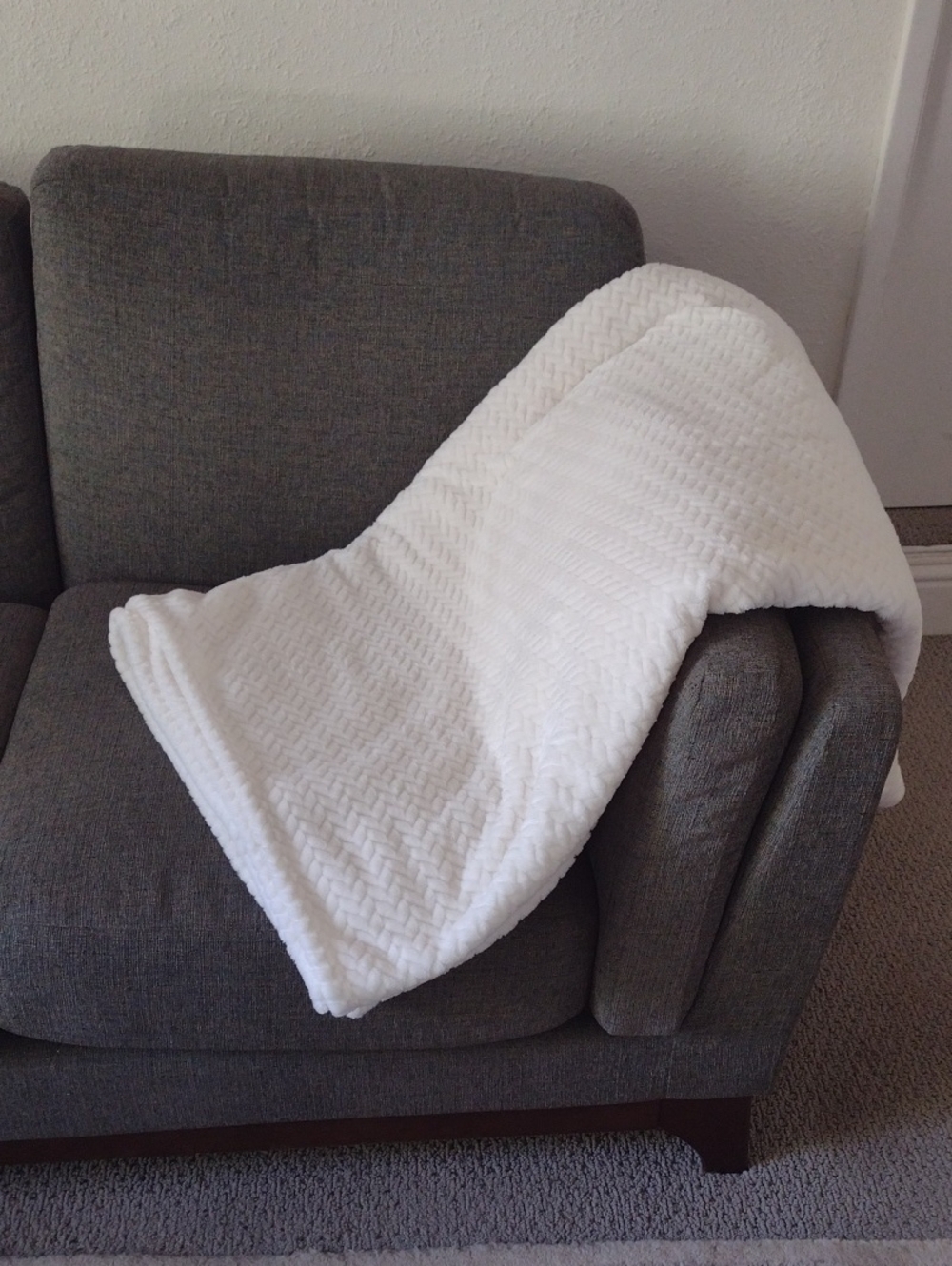 Plush Cream Rachel Roy Throw Blanket - Soft Cozy Home Bedding
